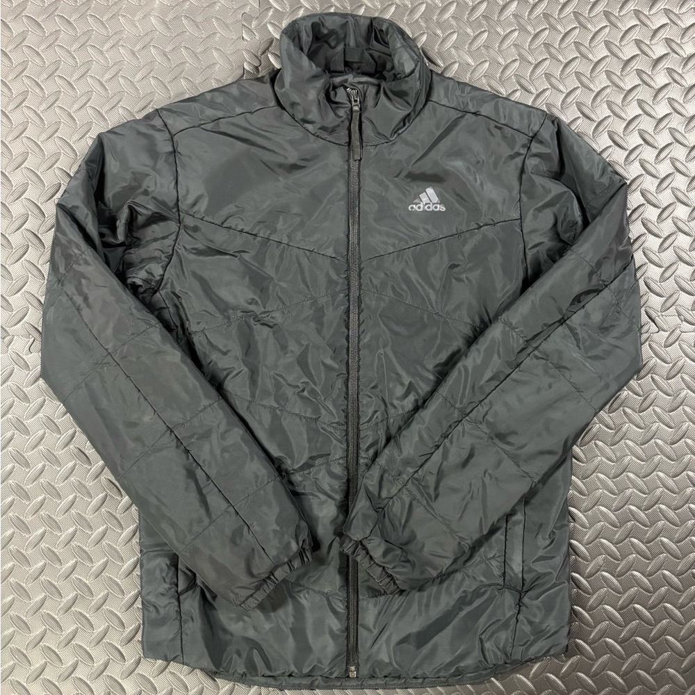 Adidas Men’s Small Black Lightweight Puffer Jacket Full Zip Athletic Coat - Picture 2 of 10